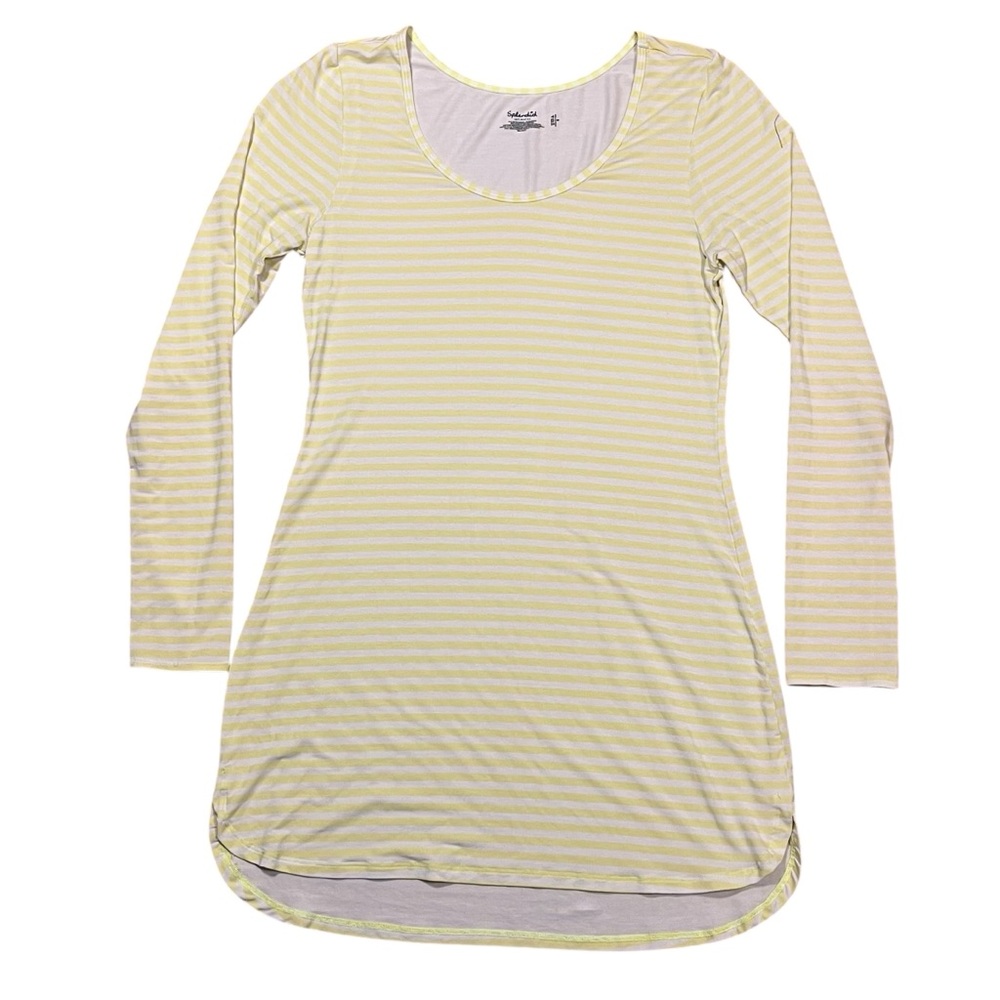 Splendid Intimates Night Dress‎ Women's Yellow White Striped Size S Stretch Knit